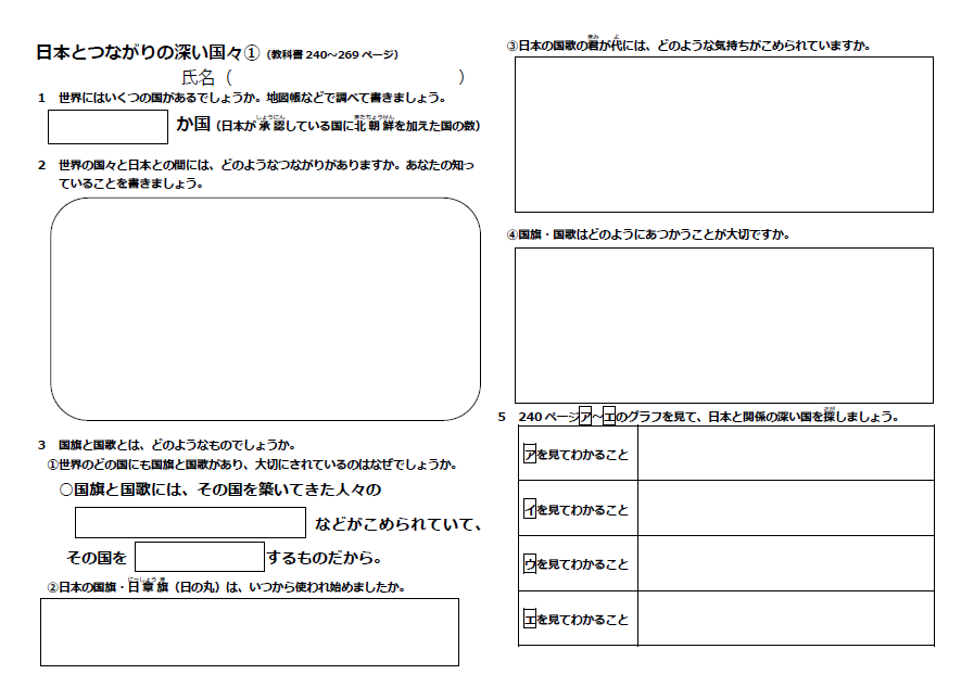 日本 と つながり の 深い 国々 指導 案