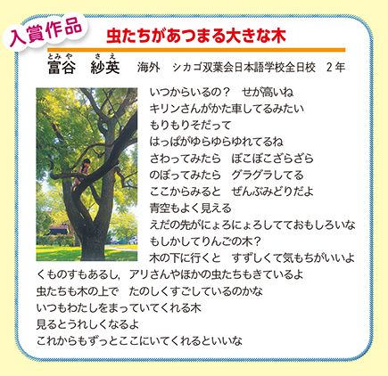 作品名［虫たちがあつまる大きな木］の説明画像
